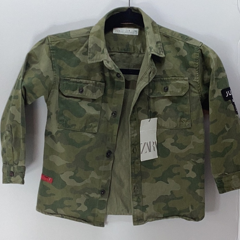 NWT Zara Green Jean Camouflage Jacket - Picture 2 of 6